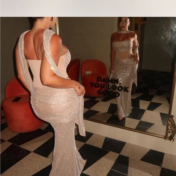 Babyboo Dress Elegant Women's Glittering Evening Dress Size -M - Picture 4 of 6